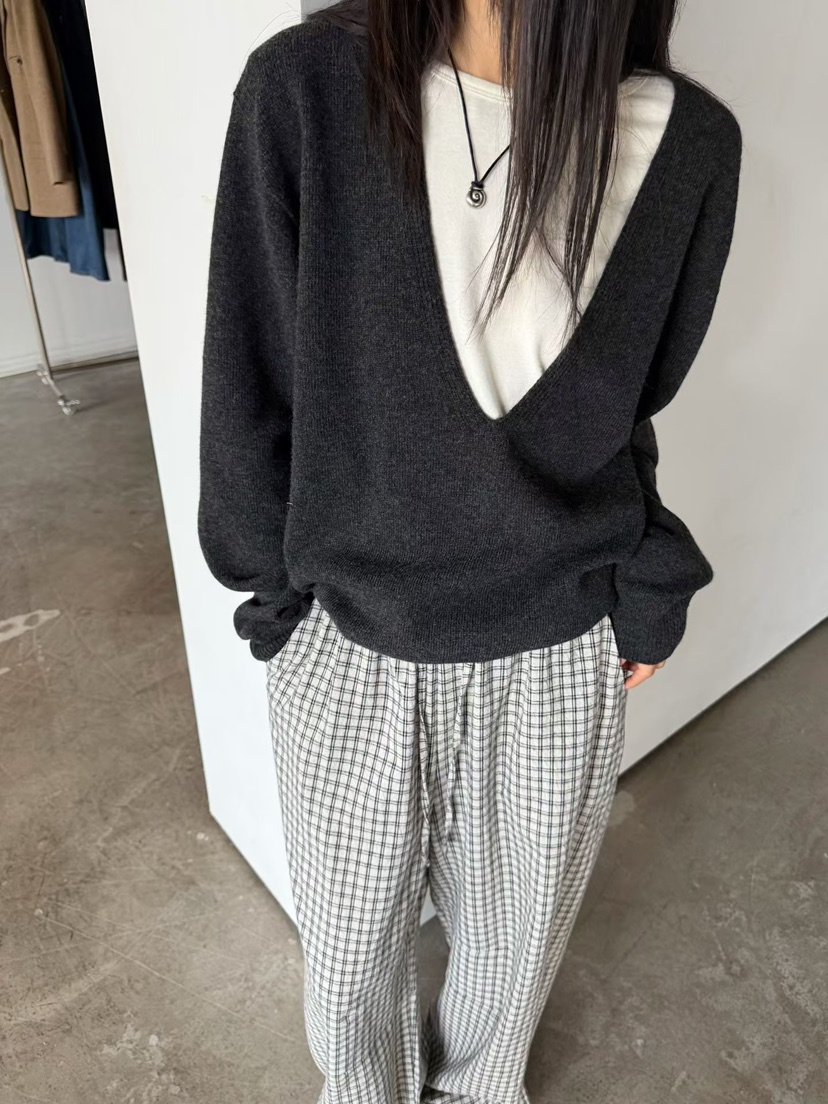 ARKIE/TAF韓國直郵女裝新款休閑真品推薦人氣針織衫深V領ARKIE/TAF針織衫