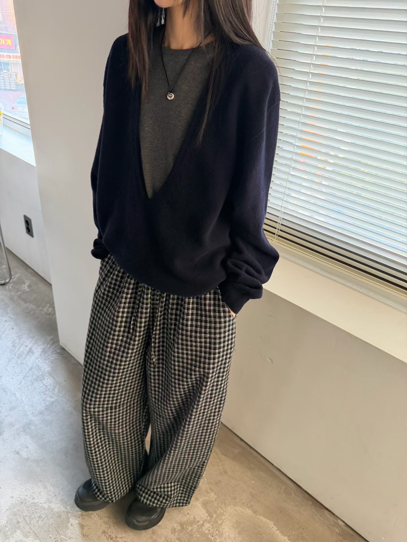 ARKIE/TAF韓國直郵女裝新款休閑真品推薦人氣針織衫深V領ARKIE/TAF針織衫