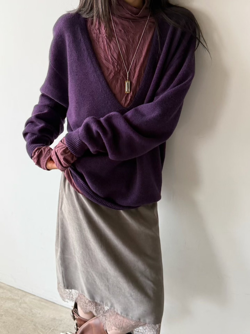 ARKIE/TAF韓國直郵女裝新款休閑真品推薦人氣針織衫深V領ARKIE/TAF針織衫