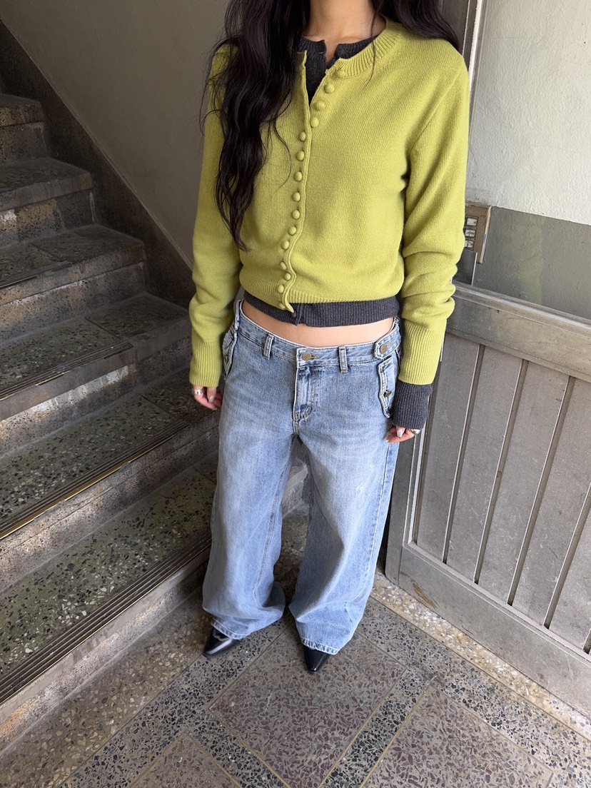 SUNDER MARKET東大門代購女士新款休閑真品牛仔褲口袋紐扣SUNDER MARKET牛仔褲