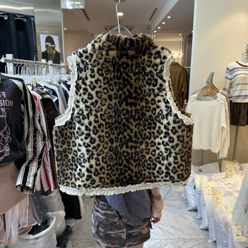 CHEAP-CHIC韓國代購女裝新品休閑熱賣人氣馬甲不含內搭豹紋CHEAP-CHIC/CHARLES THE SECOND馬甲
