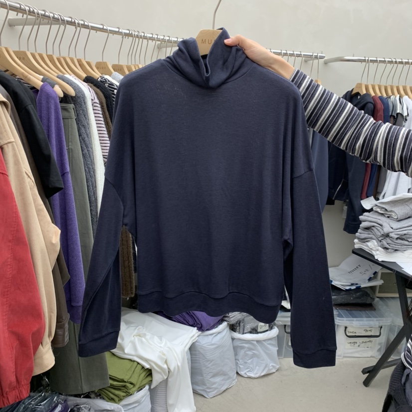 MURR韓國直郵女士新品休閑熱賣人氣推薦時尚真品長袖T恤高領MURR長袖T恤圖色3深藍色