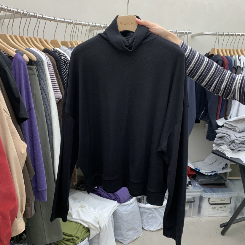 MURR韓國直郵女士新品休閑熱賣人氣推薦時尚真品長袖T恤高領MURR長袖T恤圖色5黑