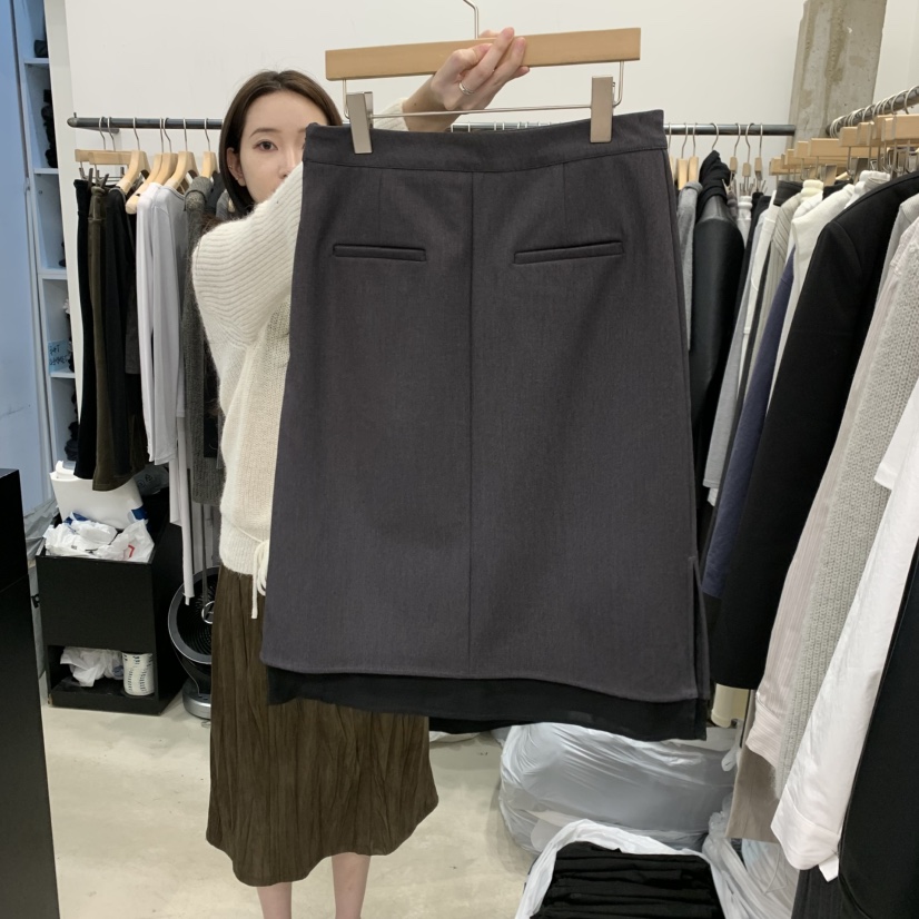 RECOVER韓國直郵女士新品真品時尚推薦休閑半身裙中短裙開衩RECOVER/MOMENT半身裙/中短裙