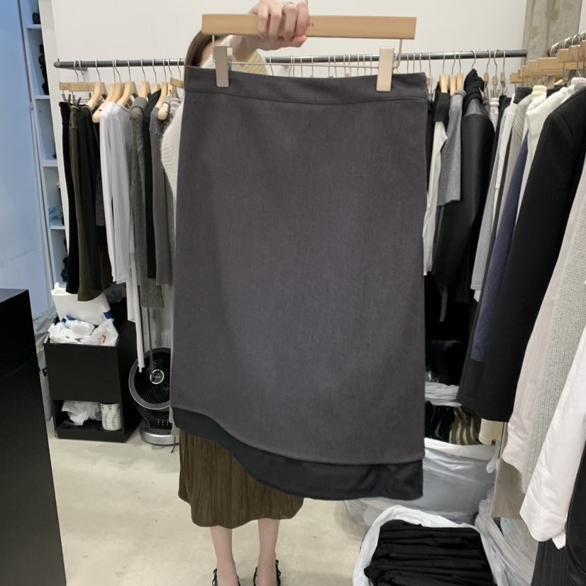 RECOVER韓國直郵女士新品真品時尚推薦休閑半身裙中短裙開衩RECOVER/MOMENT半身裙/中短裙圖色2墨