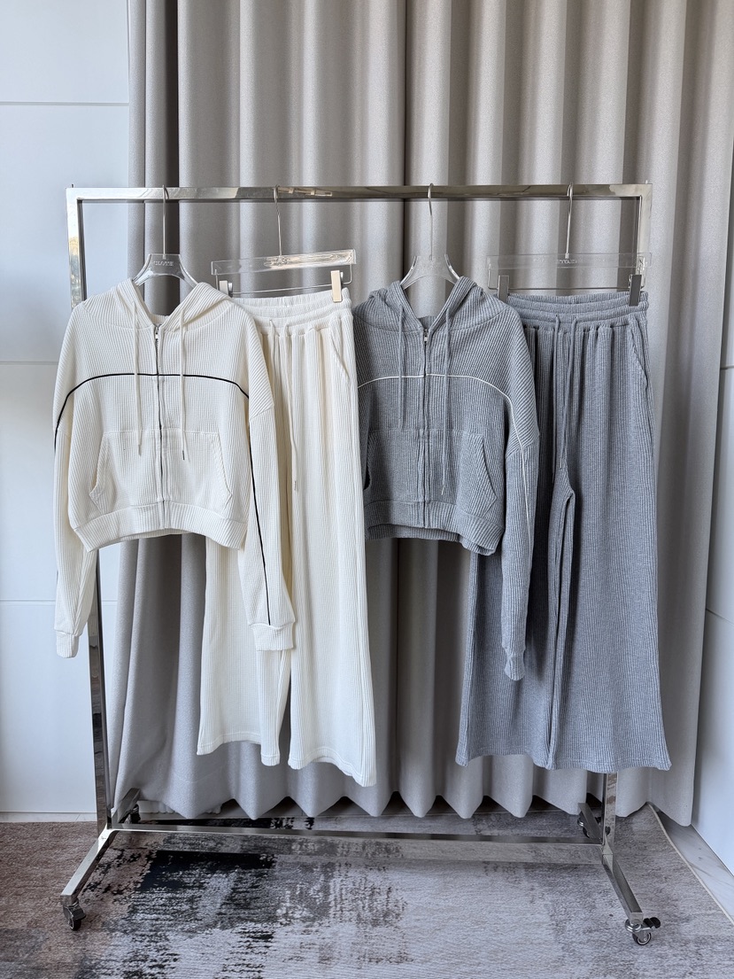 CLOTH東大門代購女士新款推薦時尚套裝拉鏈連帽衫華夫格格紋CLOTH套裝