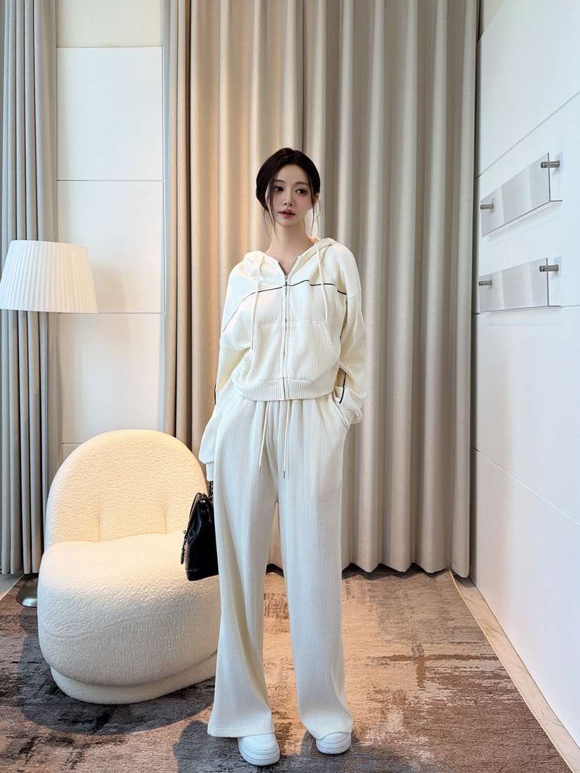 CLOTH東大門代購女士新款推薦時尚套裝拉鏈連帽衫華夫格格紋CLOTH套裝
