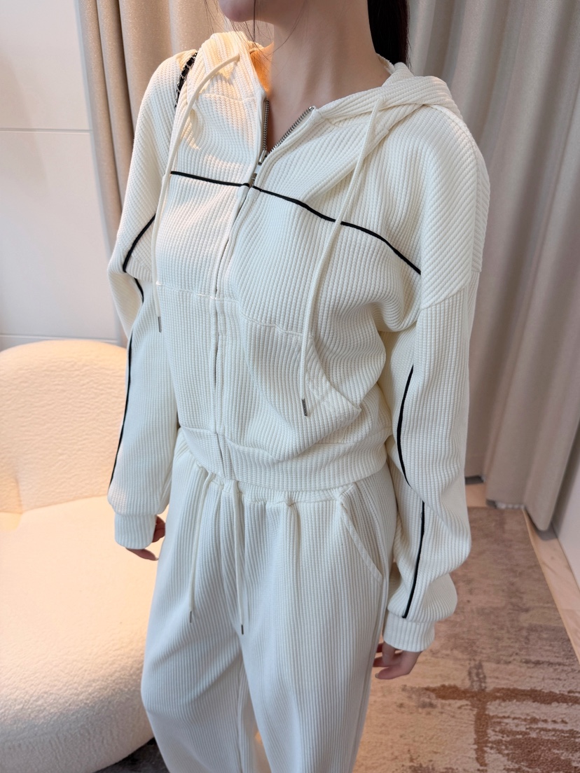 CLOTH東大門代購女士新款推薦時尚套裝拉鏈連帽衫華夫格格紋CLOTH套裝