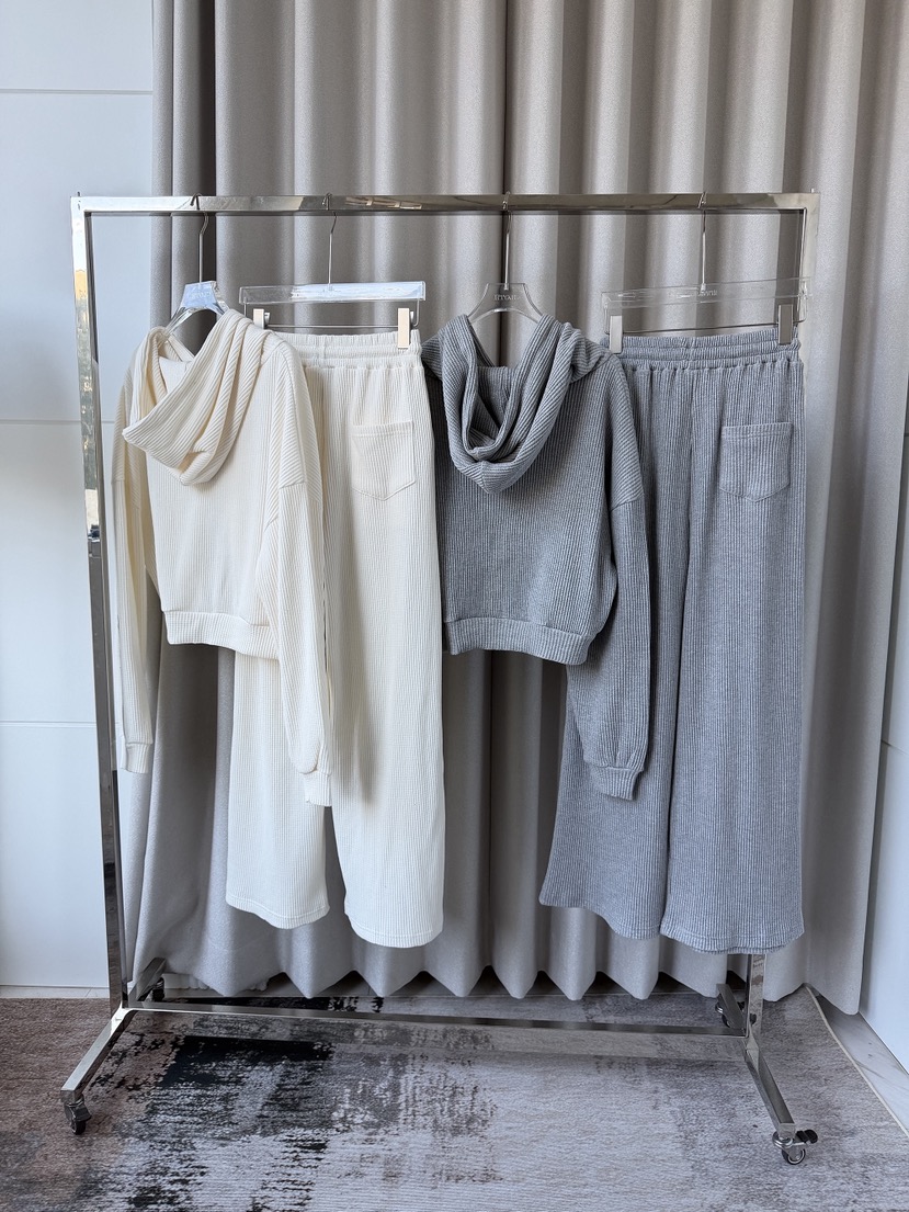 CLOTH東大門代購女士新款推薦時尚套裝拉鏈連帽衫華夫格格紋CLOTH套裝