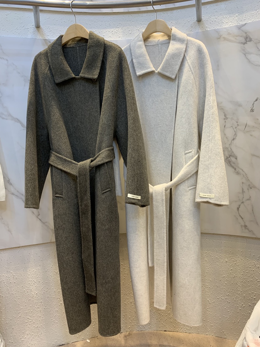 OLIVE TrEE東大門代購女裝新品真品中長款大衣含腰帶手工OLIVE TrEE中長款大衣