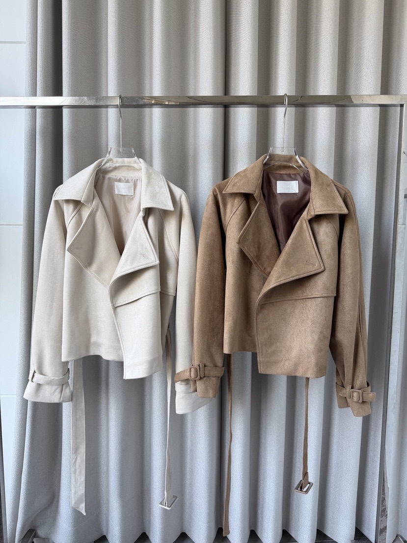CLOTH東大門直郵女裝新品人氣時尚休閑夾克含腰帶短款麂皮CLOTH夾克