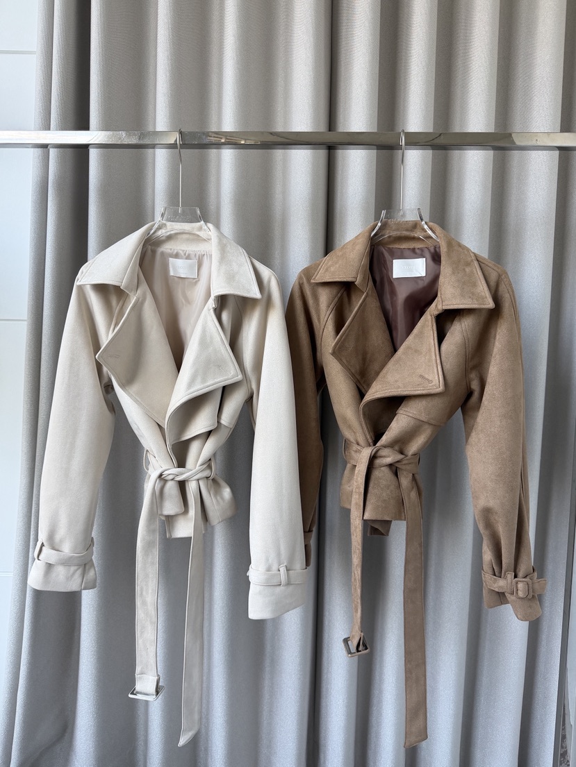 CLOTH東大門直郵女裝新品人氣時尚休閑夾克含腰帶短款麂皮CLOTH夾克