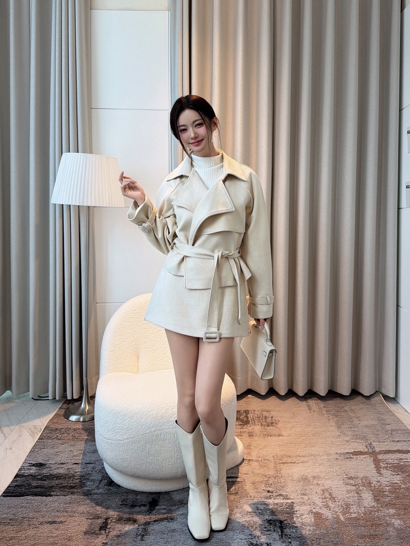 CLOTH東大門直郵女裝新品人氣時尚休閑夾克含腰帶短款麂皮CLOTH夾克
