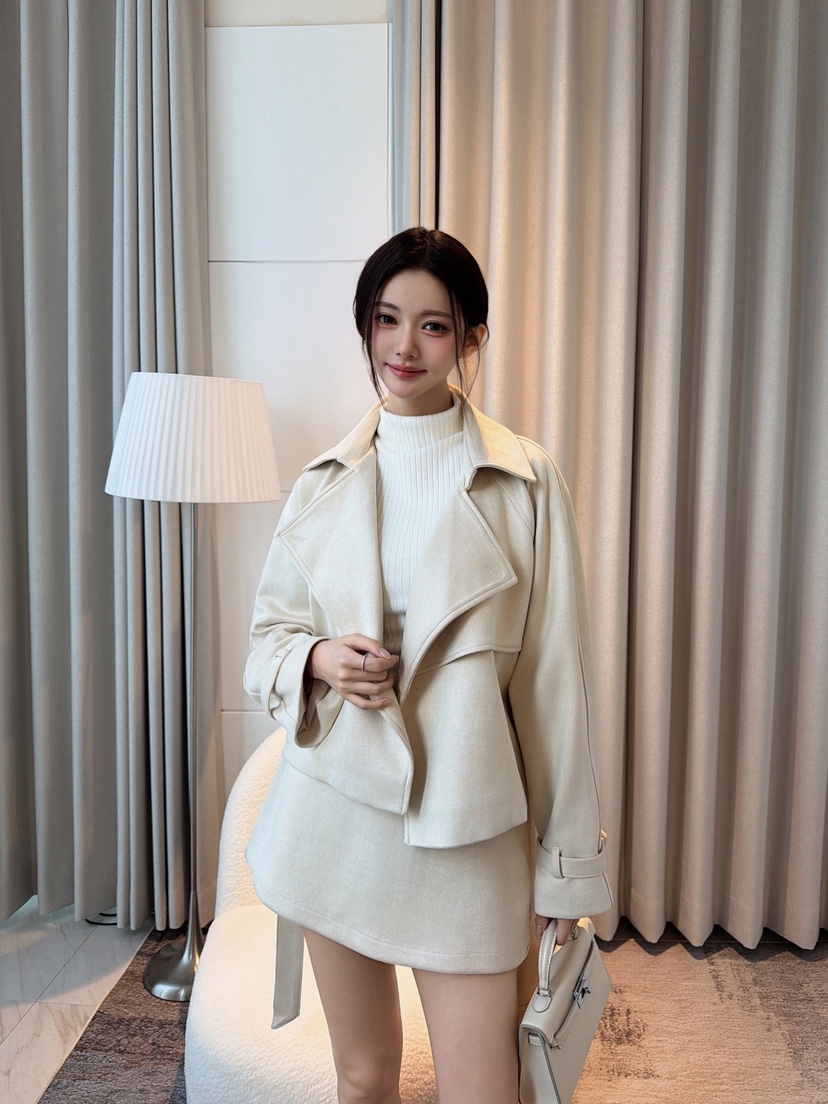 CLOTH東大門直郵女裝新品人氣時尚休閑夾克含腰帶短款麂皮CLOTH夾克