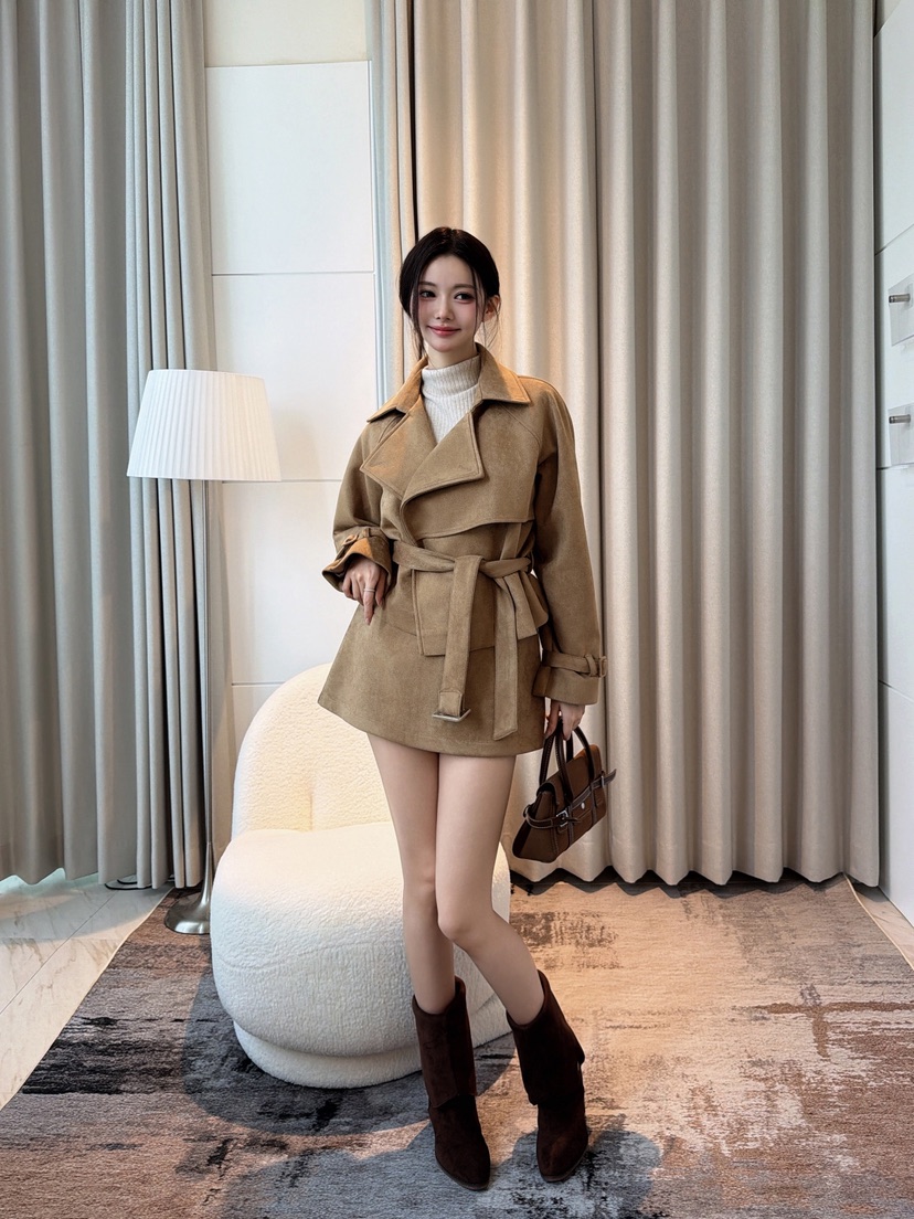 CLOTH東大門直郵女裝新品人氣時尚休閑夾克含腰帶短款麂皮CLOTH夾克