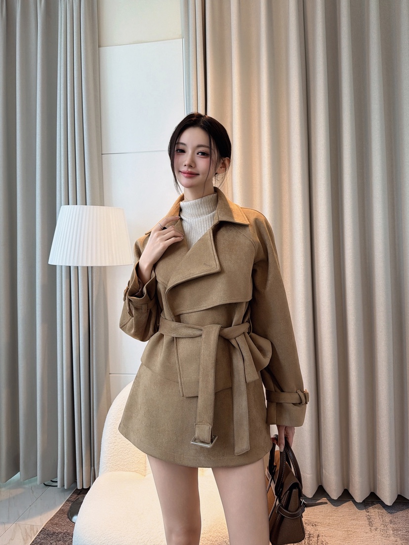 CLOTH東大門直郵女裝新品人氣時尚休閑夾克含腰帶短款麂皮CLOTH夾克