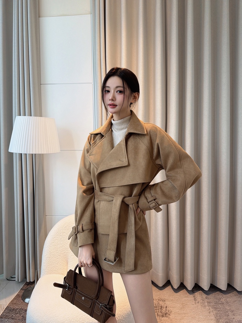 CLOTH東大門直郵女裝新品人氣時尚休閑夾克含腰帶短款麂皮CLOTH夾克
