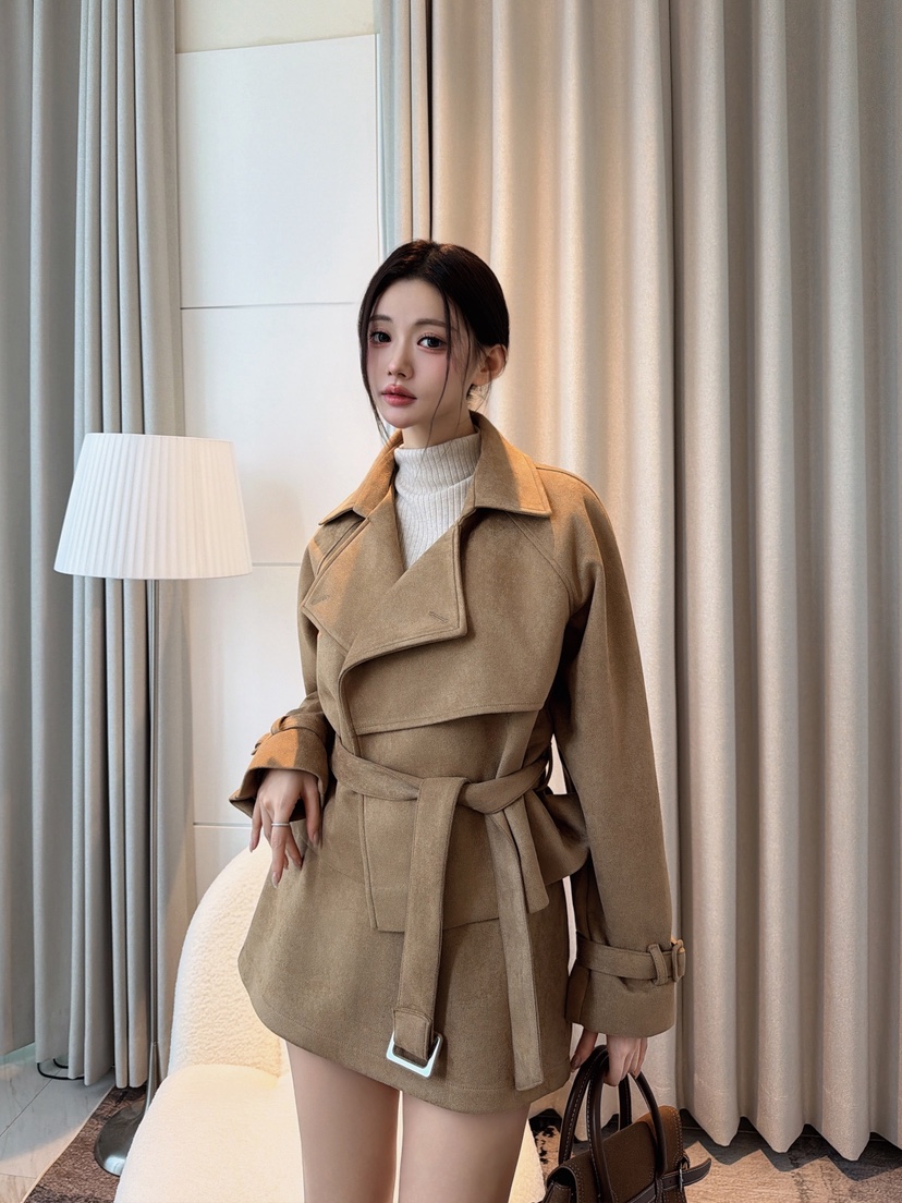 CLOTH東大門直郵女裝新品人氣時尚休閑夾克含腰帶短款麂皮CLOTH夾克