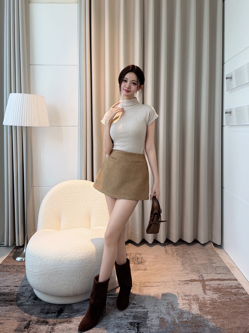 CLOTH東大門實拍女士新品時尚人氣推薦休閑真品裙褲麂皮絨CLOTH裙褲