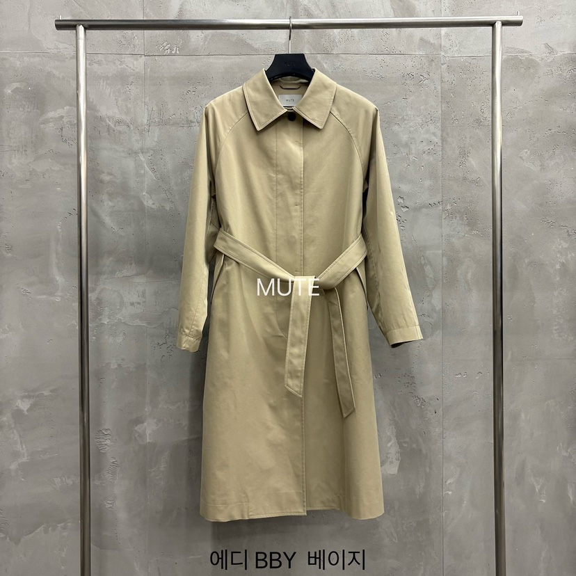 MUTE-P韓國直郵女士新品人氣休閑推薦熱賣長款風衣含腰帶MUTE長款風衣圖色1
