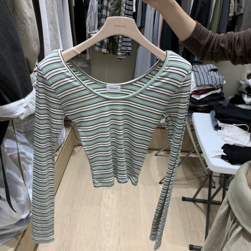MONROE東大門代購女士新款休閑真品時尚熱賣推薦長袖T恤條紋MONROE長袖T恤圖色2