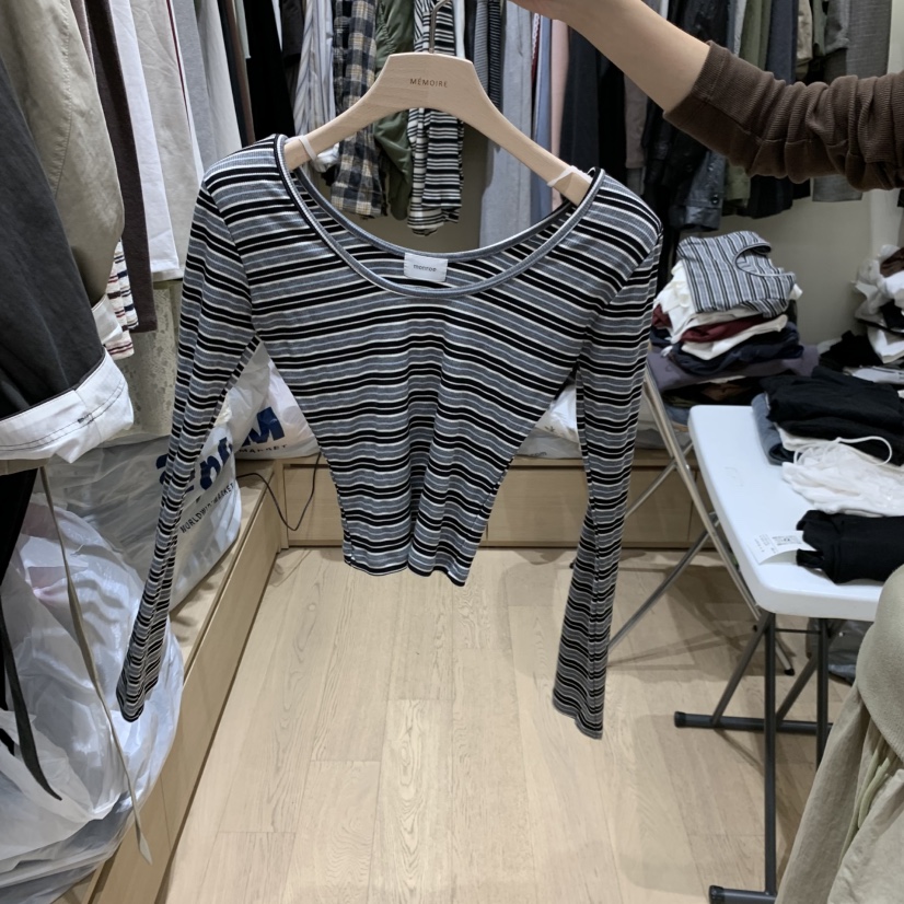 MONROE東大門代購女士新款休閑真品時尚熱賣推薦長袖T恤條紋MONROE長袖T恤圖色3