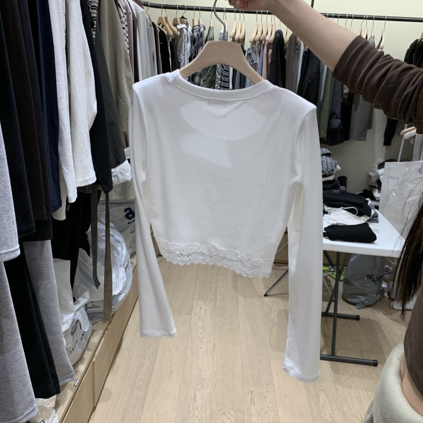 MONROE東大門實拍女士新品時尚推薦休閑人氣真品長袖T恤蕾絲MONROE長袖T恤