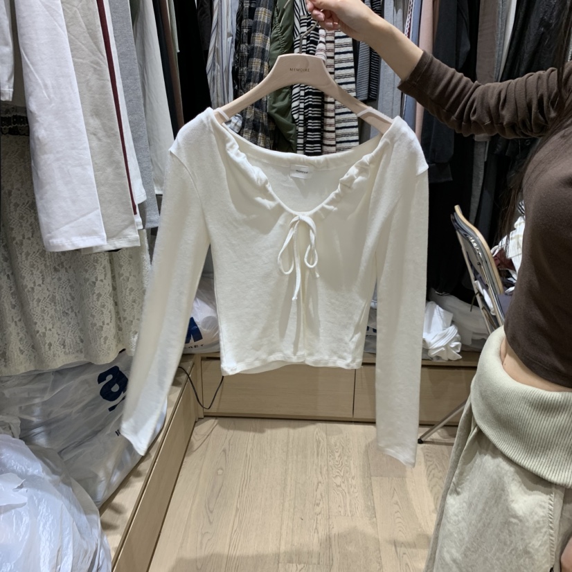 MONROE韓國代購女士新款熱賣人氣推薦真品時尚長袖T恤褶皺MONROE長袖T恤圖色3