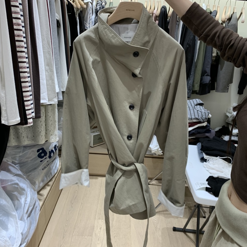 MONROE東大門直郵女裝新款推薦時尚休閑真品夾克含腰帶高領MONROE夾克圖色2