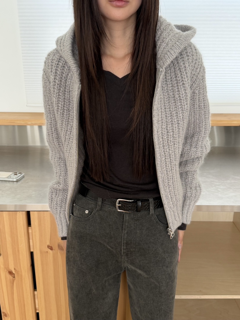 AND THE東大門直郵女裝新品人氣時尚毛衣拉鏈連帽衫馬海毛AND THE毛衣圖色3