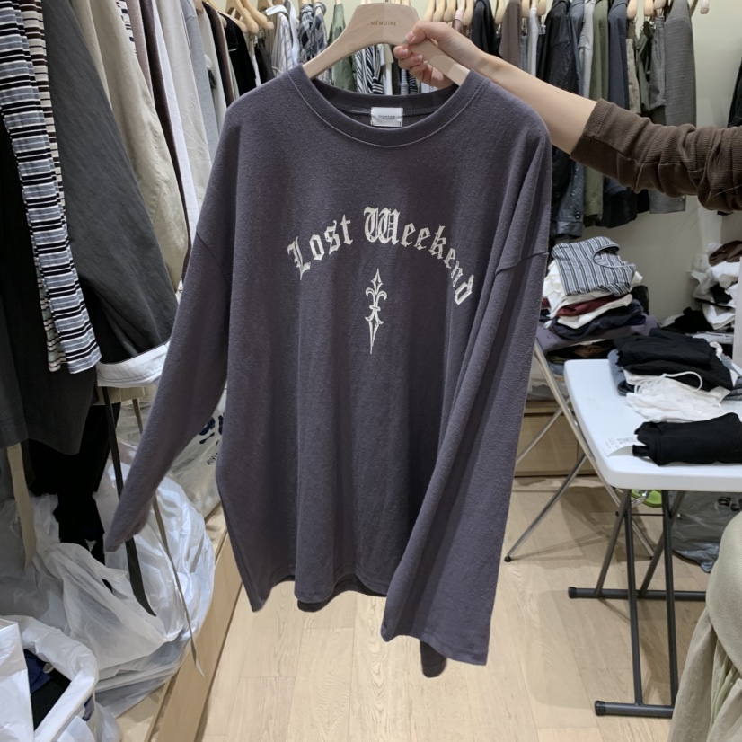 MONROE韓國直郵女裝新品熱賣休閑真品時尚人氣長袖T恤印花MONROE長袖T恤圖色2