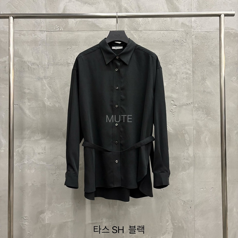 MUTE-P東大門實拍女士新款人氣休閑推薦襯衫蕾絲衫含腰繩MUTE襯衫/蕾絲衫圖色3黑色