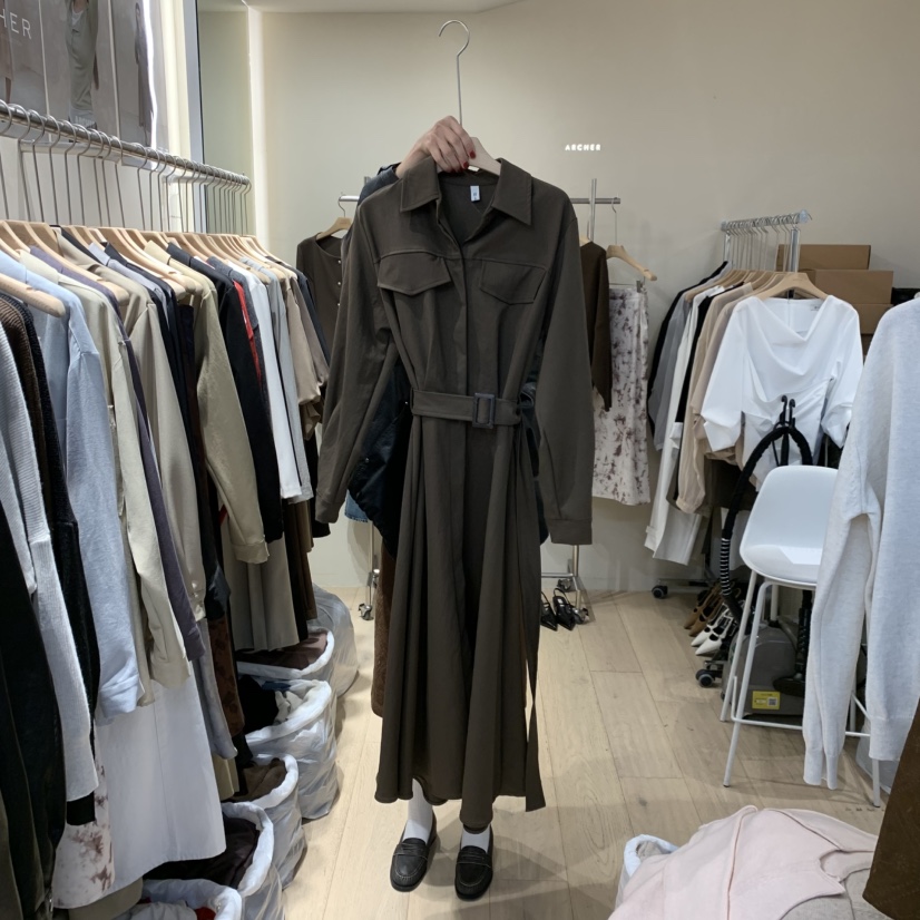 ARCHER東大門代購女裝新品熱賣時尚人氣連衣裙含腰帶口袋ARCHER連衣裙圖色2