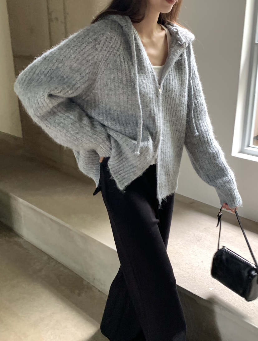 NOTICE東大門實拍女士新款人氣真品休閑推薦開衫拉鏈連帽NOTICE開衫
