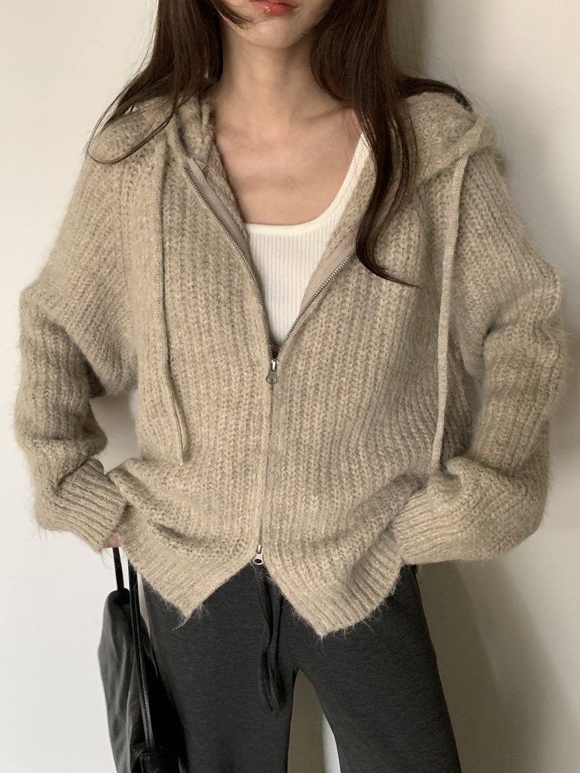 NOTICE東大門實拍女士新款人氣真品休閑推薦開衫拉鏈連帽NOTICE開衫