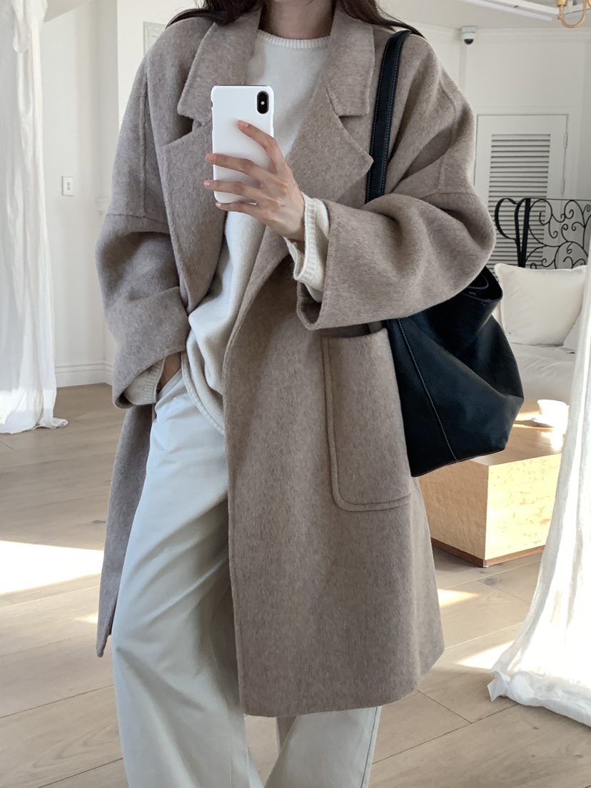 NOTICE東大門直郵女裝新款休閑真品熱賣人氣中長款大衣手工NOTICE中長款大衣