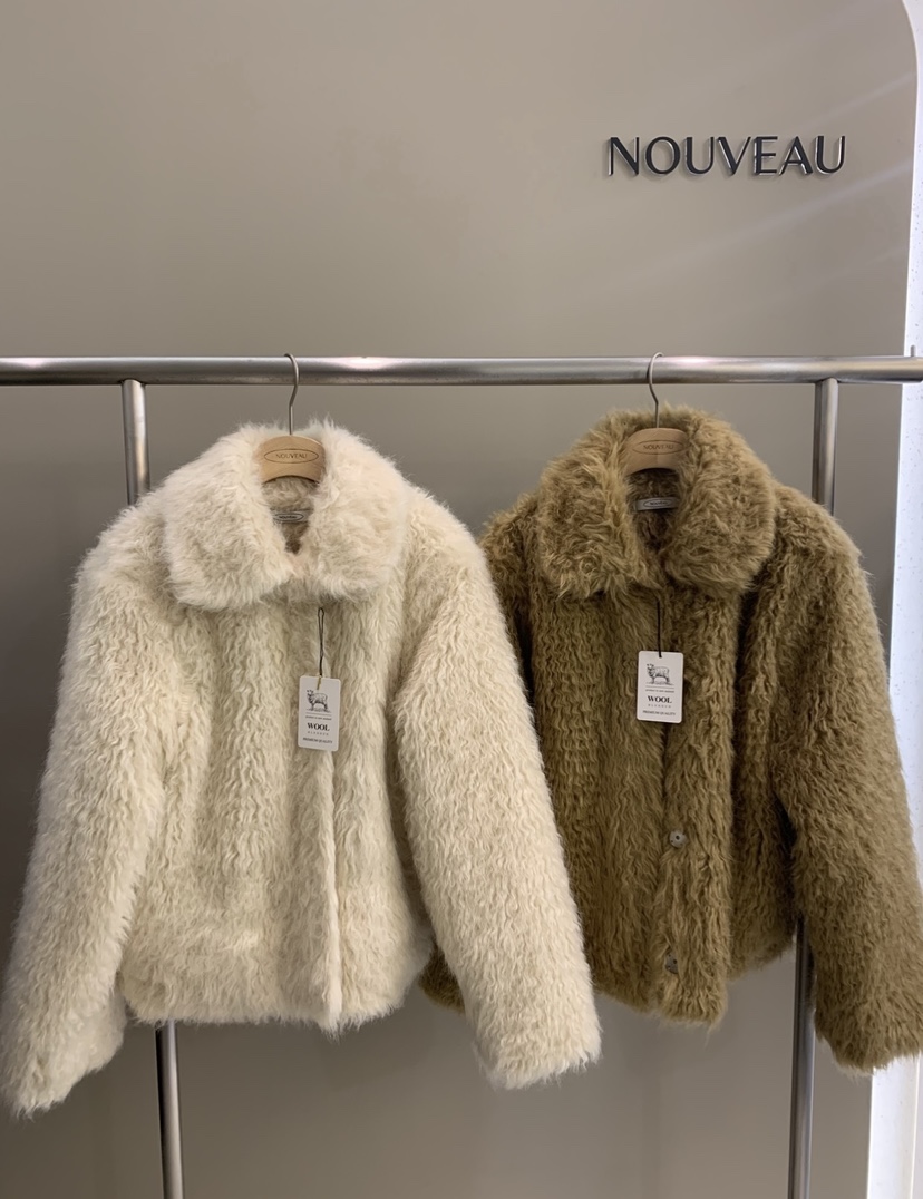NOUVEAU東大門直郵女士新品熱賣真品人氣時尚短款大衣毛皮NOUVEAU短款大衣圖色2左二色