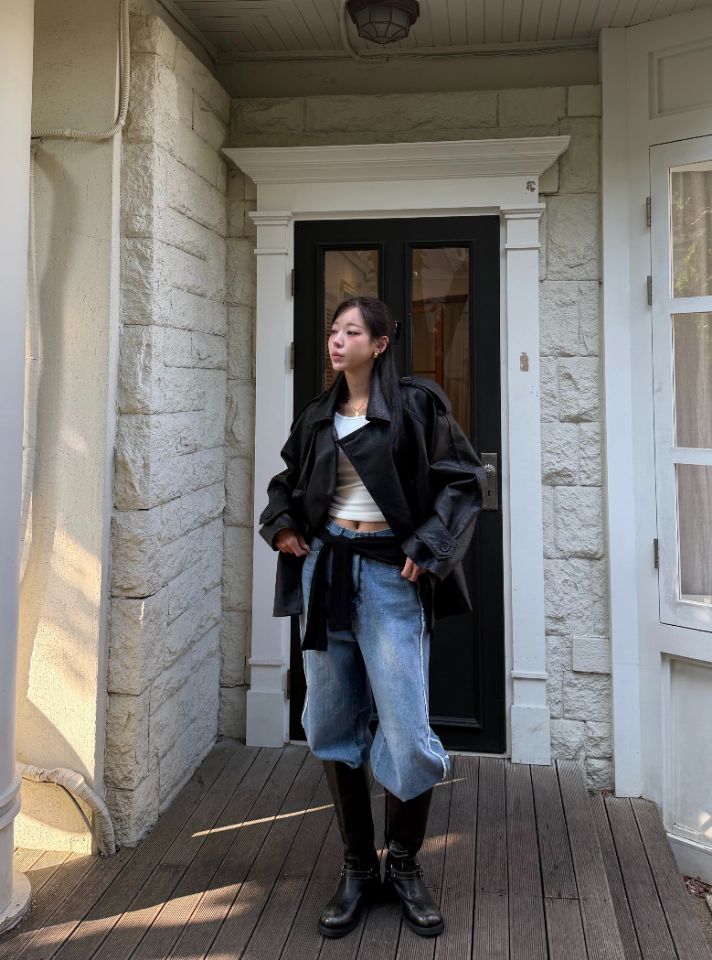 mars韓國代購女裝新款休閑人氣真品熱賣時尚推薦皮衣含腰帶mars皮衣