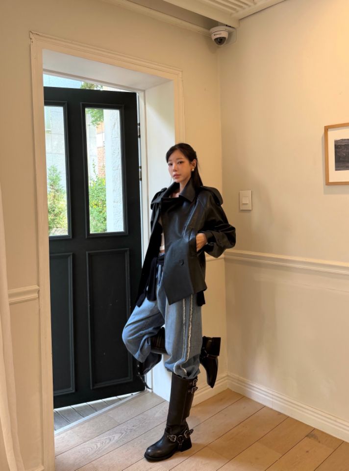 mars韓國代購女裝新款休閑人氣真品熱賣時尚推薦皮衣含腰帶mars皮衣