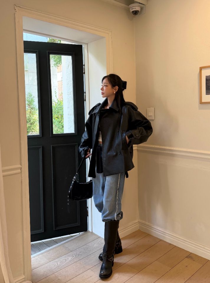 mars韓國代購女裝新款休閑人氣真品熱賣時尚推薦皮衣含腰帶mars皮衣