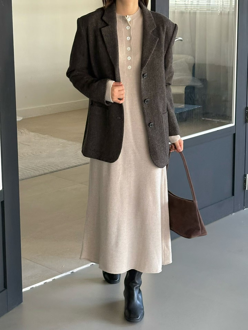 BINUS東大門代購女裝新款人氣休閑真品熱賣時尚連衣裙含腰繩BINUS連衣裙