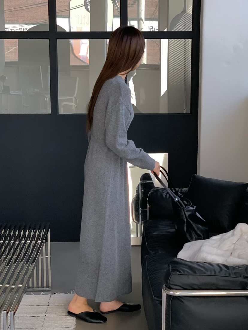 BINUS東大門代購女裝新款人氣休閑真品熱賣時尚連衣裙含腰繩BINUS連衣裙