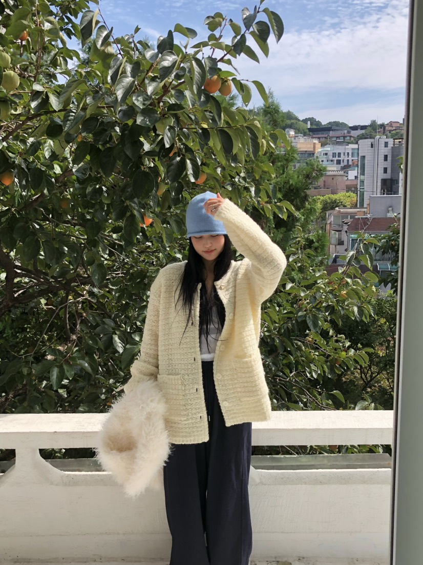 OUPPT韓國直郵女裝新款熱賣時尚休閑針織衫不含內搭粗花呢OUPPT針織衫
