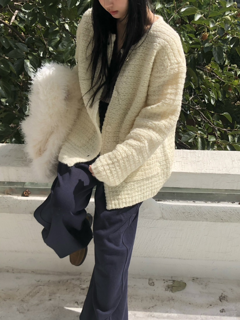 OUPPT韓國直郵女裝新款熱賣時尚休閑針織衫不含內搭粗花呢OUPPT針織衫