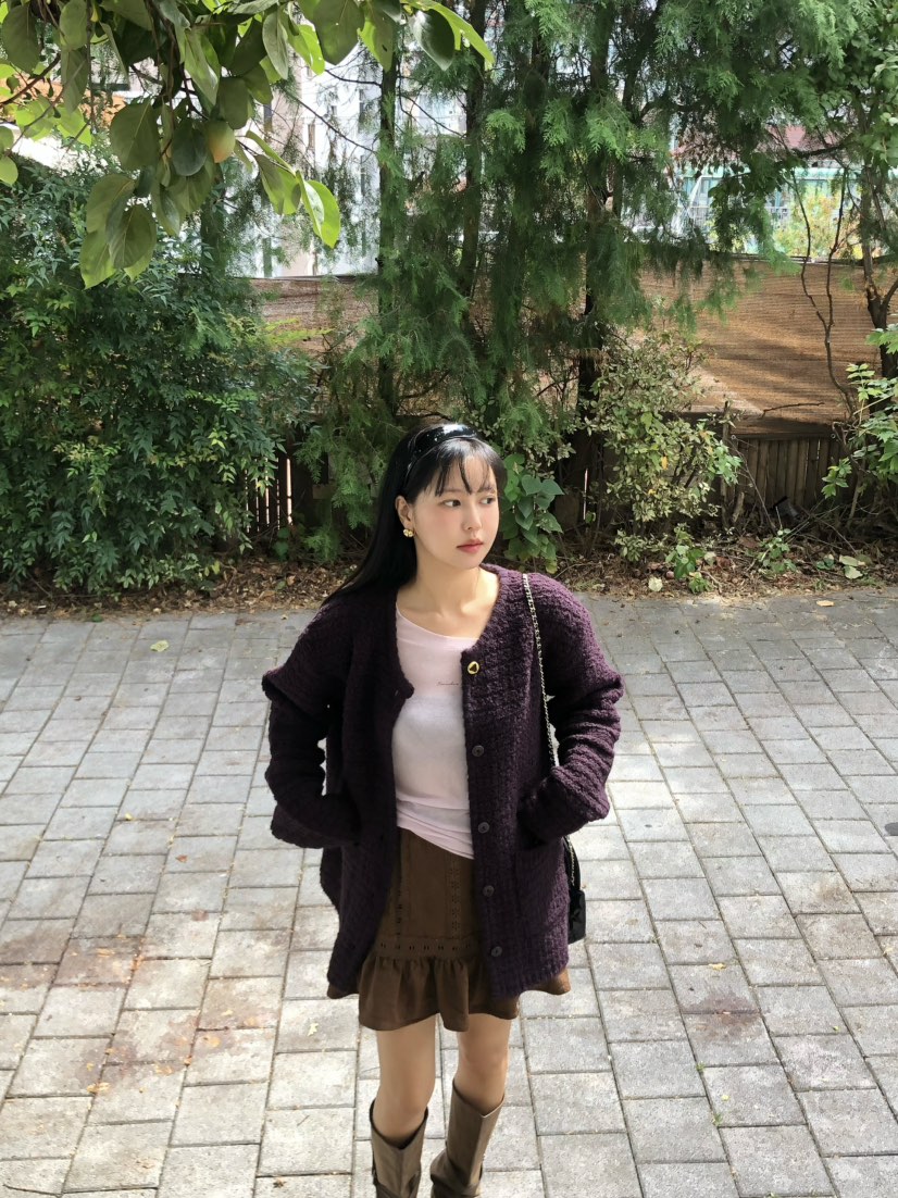 OUPPT韓國直郵女裝新款熱賣時尚休閑針織衫不含內搭粗花呢OUPPT針織衫