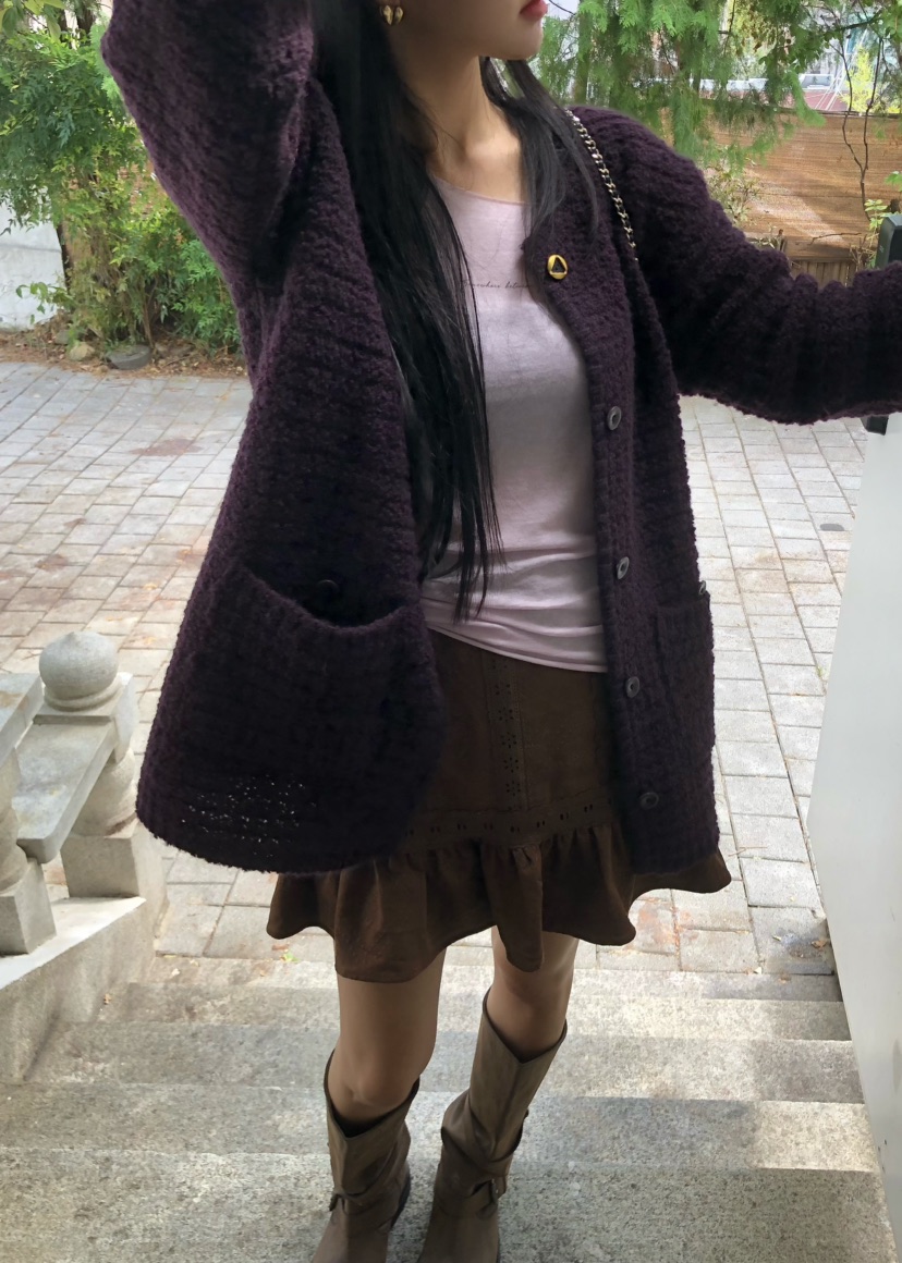OUPPT韓國直郵女裝新款熱賣時尚休閑針織衫不含內搭粗花呢OUPPT針織衫