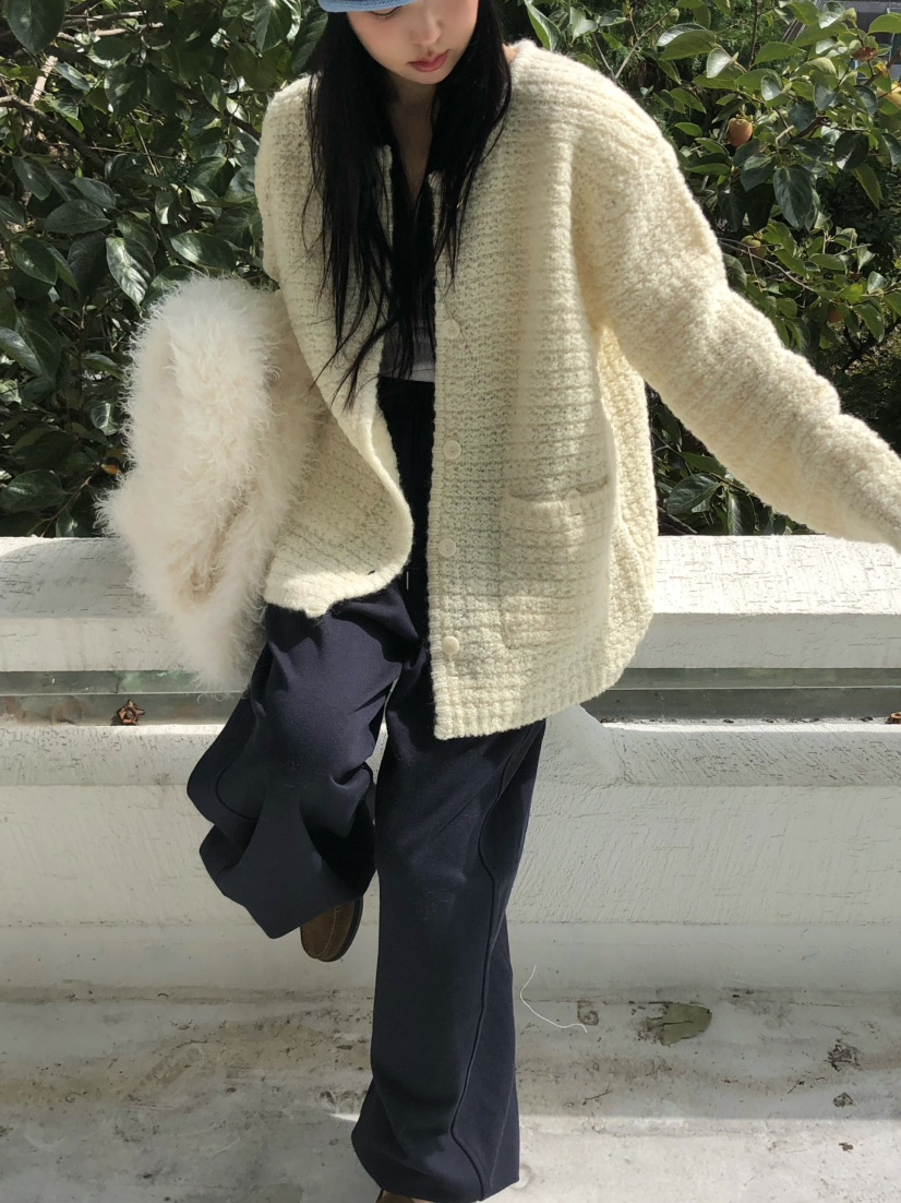 OUPPT韓國直郵女裝新款熱賣時尚休閑針織衫不含內搭粗花呢OUPPT針織衫圖色2