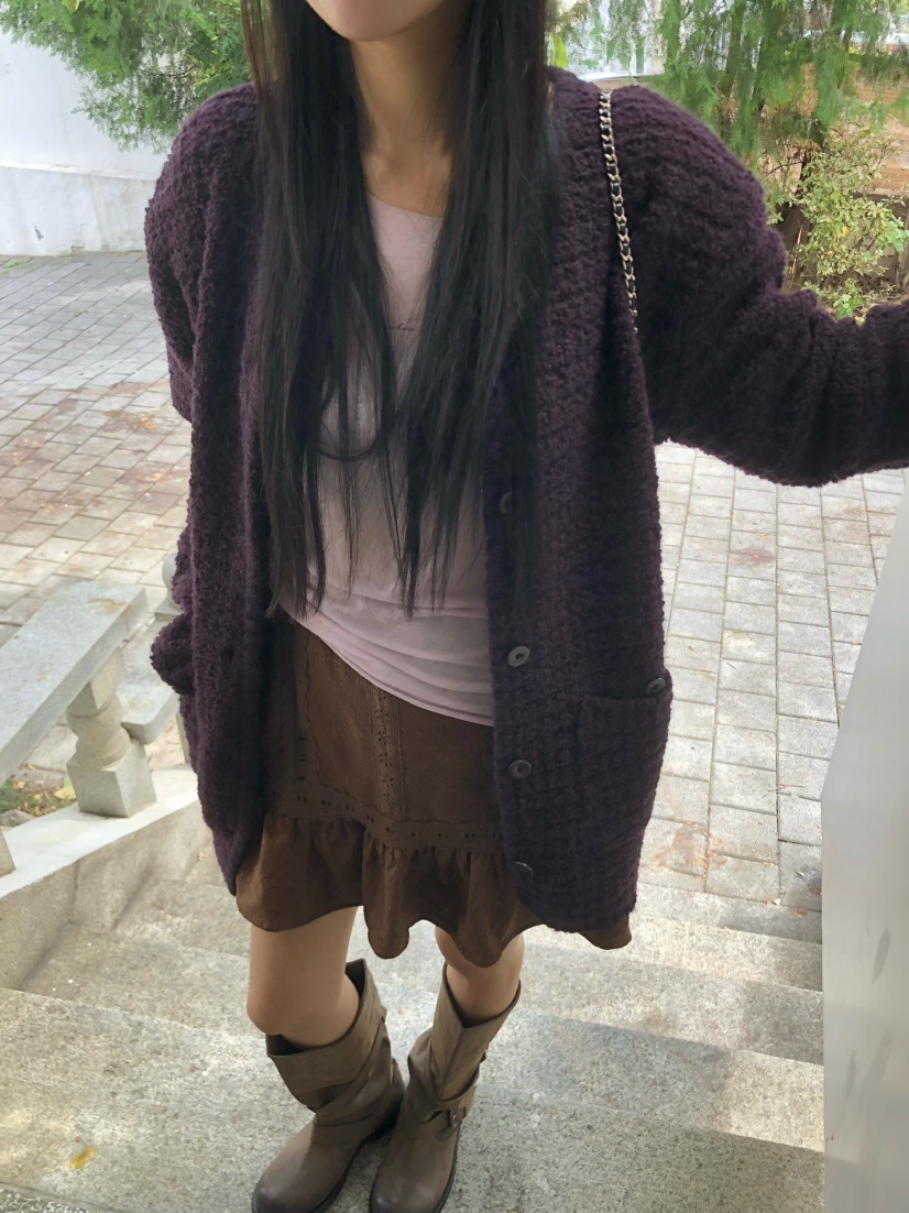 OUPPT韓國直郵女裝新款熱賣時尚休閑針織衫不含內搭粗花呢OUPPT針織衫圖色3