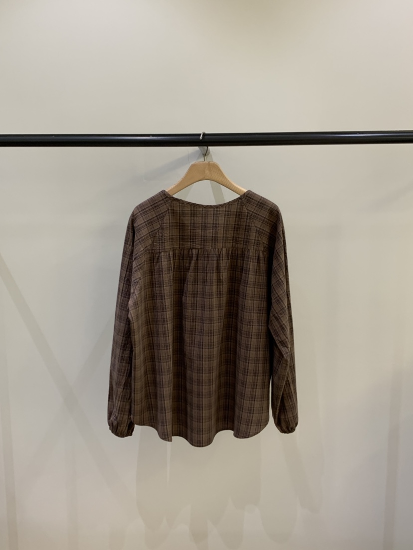 NOUVEAU韓國直郵女裝新款人氣時尚休閑襯衫蕾絲衫復古格紋NOUVEAU襯衫/蕾絲衫