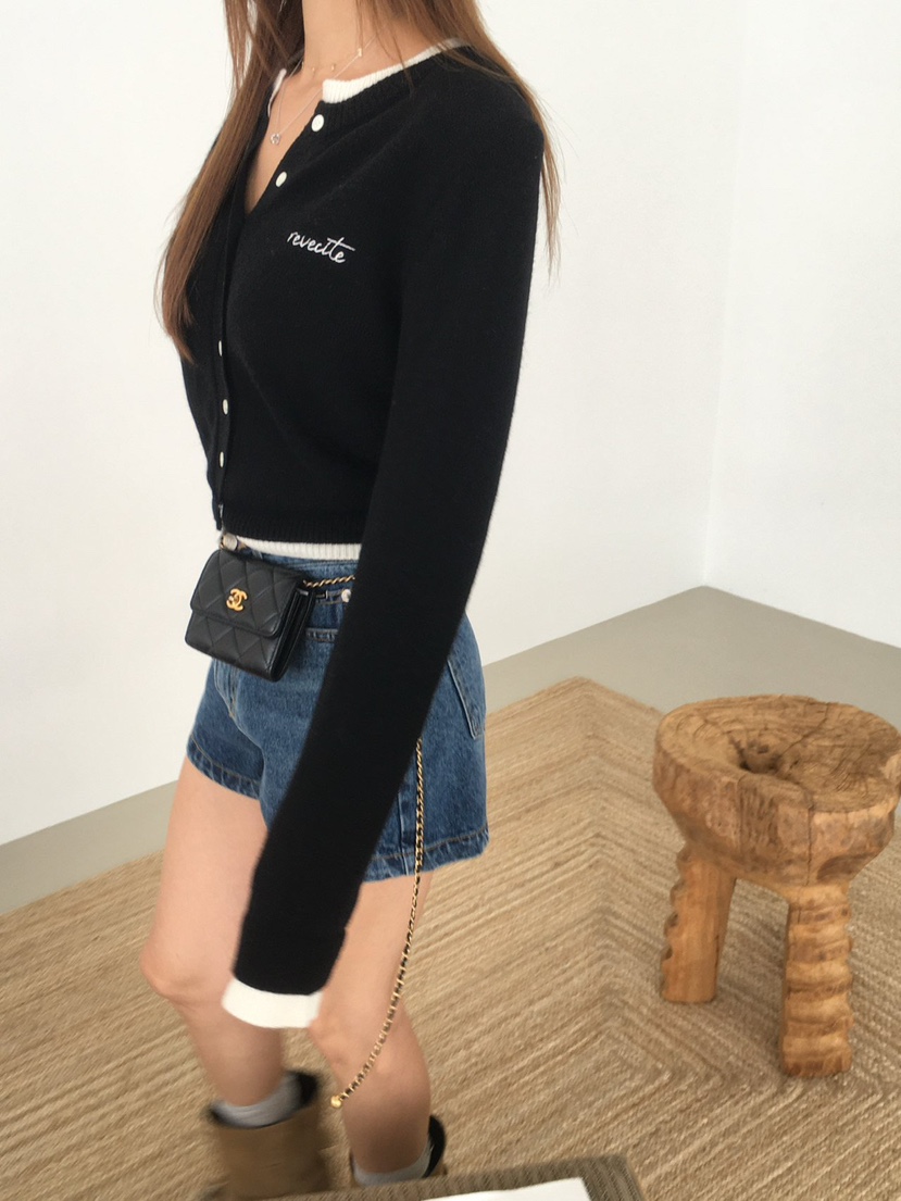 REVE CITE-L東大門代購女裝新品推薦休閑針織衫撞色開衫REVE CITE-L針織衫
